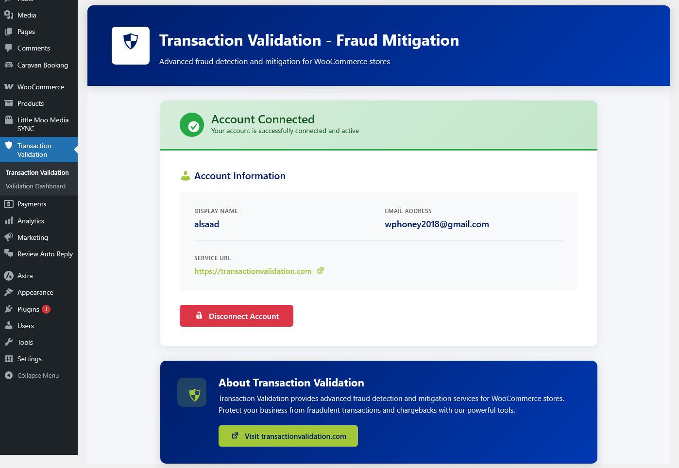 Settings page - Configure plugin options