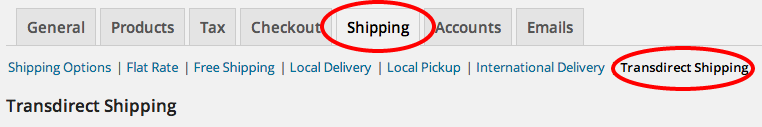 How to navigate to Transdirect Shipping option under Shipping settings. shipping.png