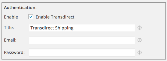 Example screenshot of Transdirect Shipping settings. authentication.png