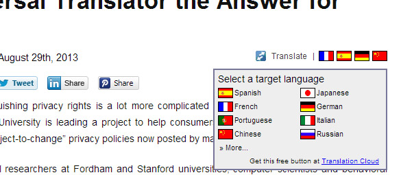 The open menu on a sample post.