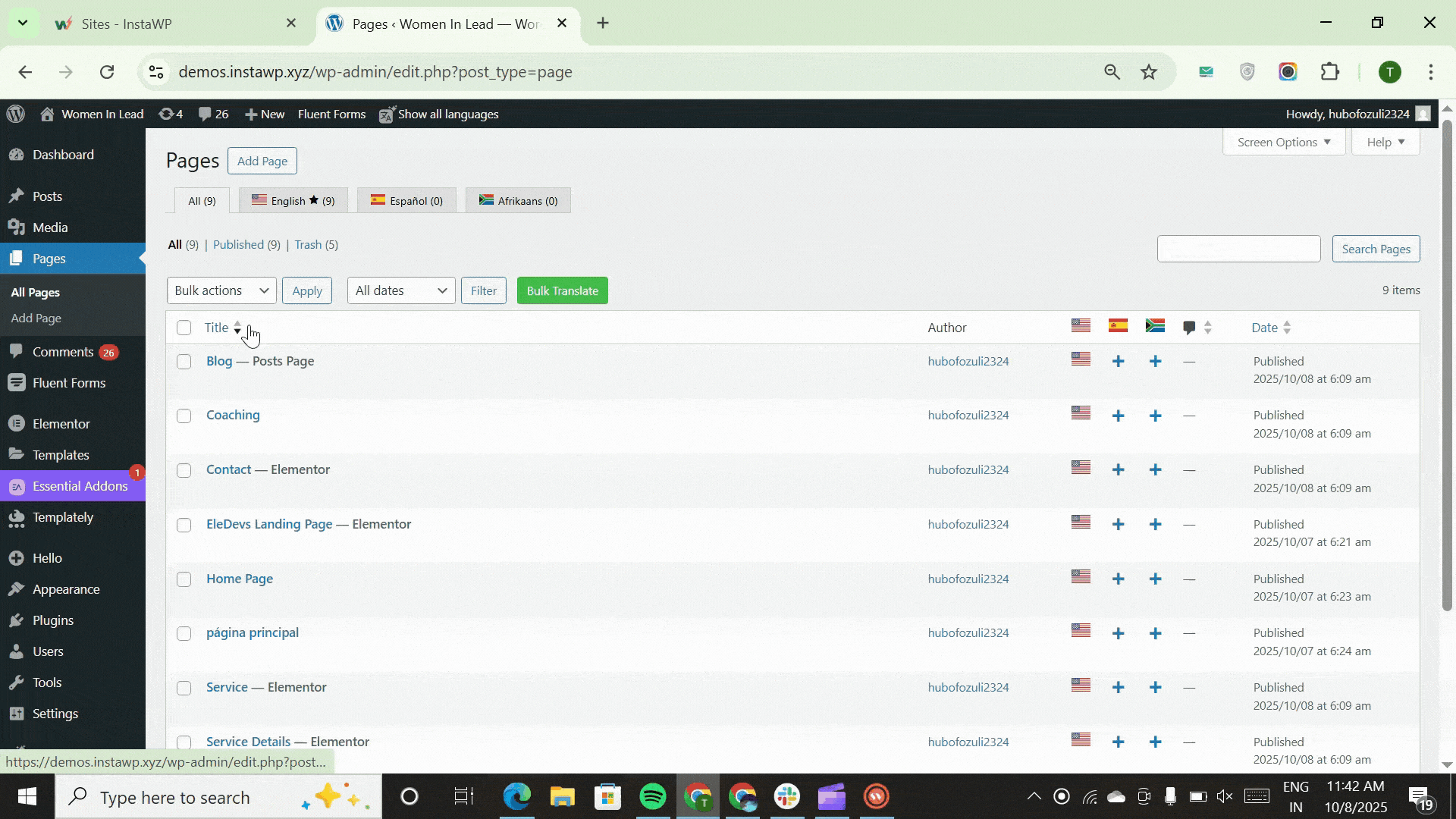 Bulk Pages/Post Translation Preview.