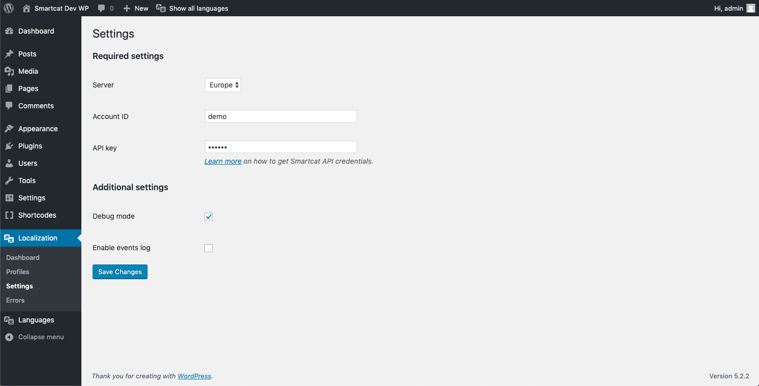 Translation Connectors Settings.