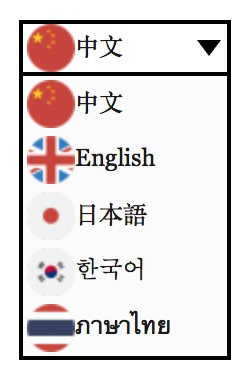 The drop down list of Translator with Baidu Service plugin.