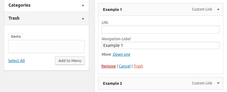 **screenshot-1** - Add menu items to trash from menu.