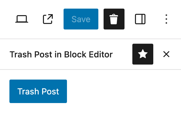 Trash Button - Delete Post button located in the Inspector Panel.