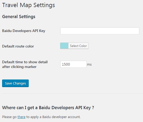 Setting in the travel map settings menu.