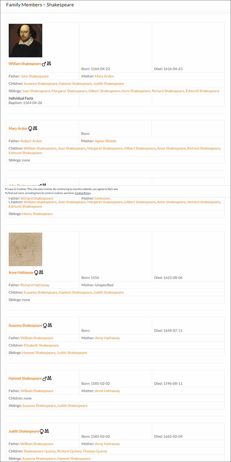 Add Family Member page