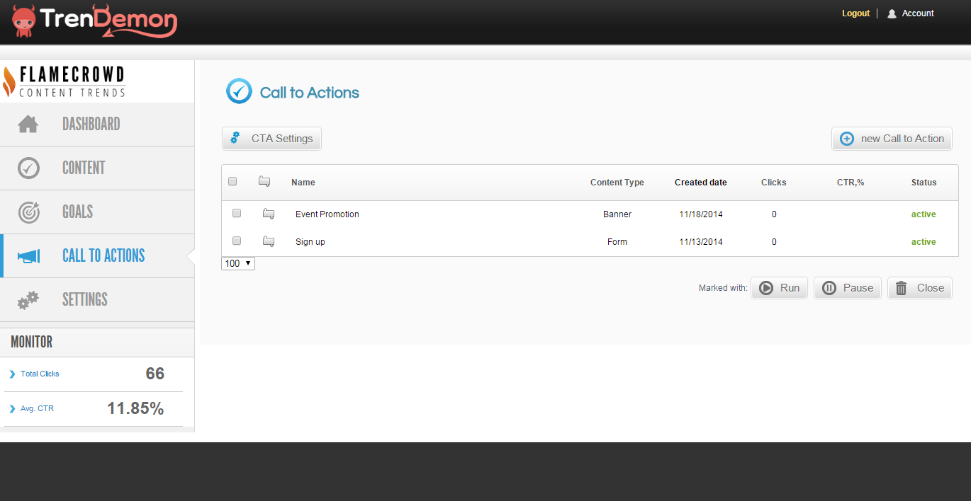 Configure Call to Actions