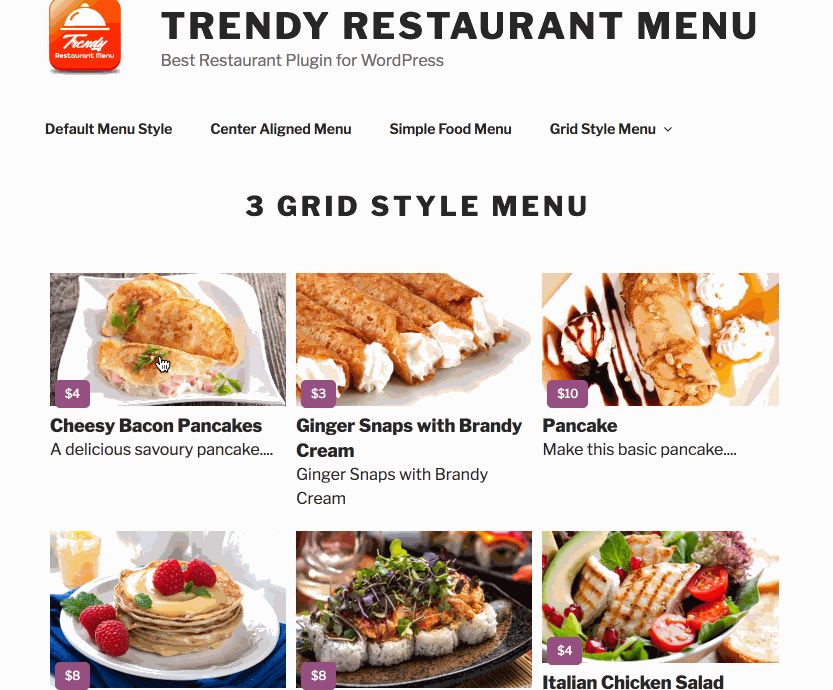 Different styled Menu Items