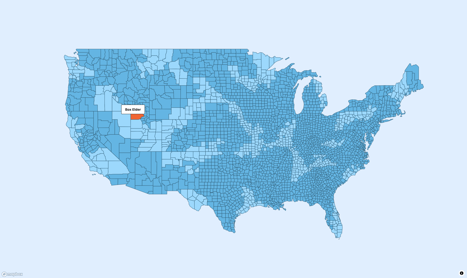 Treweler Pro. USA States Population Interactive Boundaries.