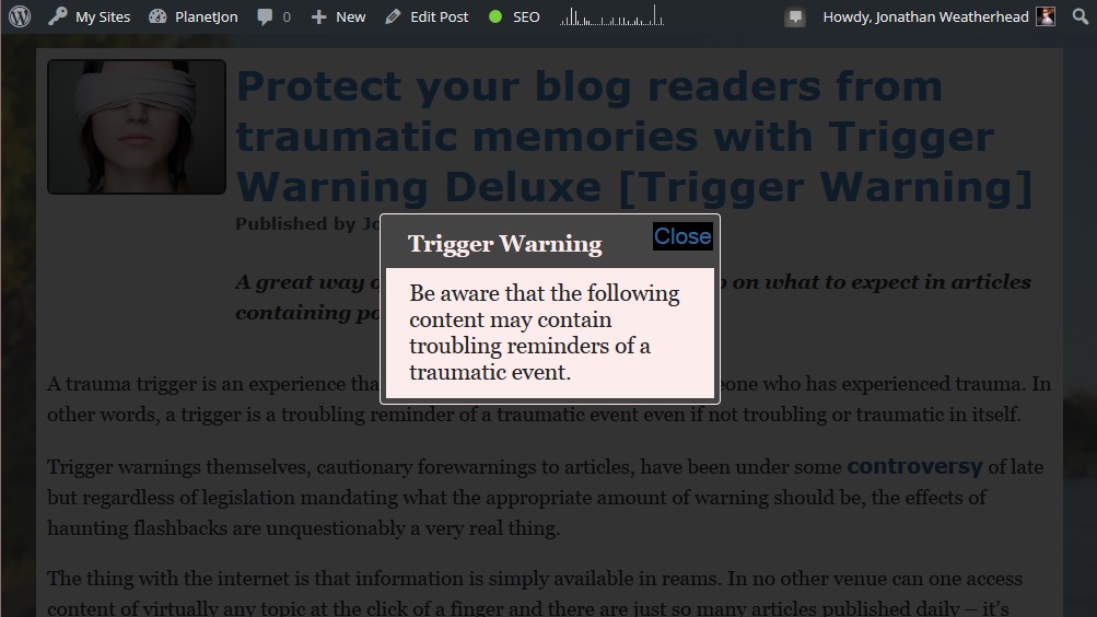 Trigger posts warn users with a popup.