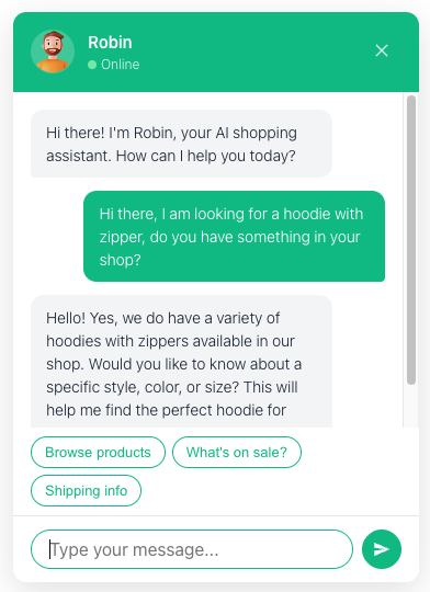 AI answering a product question