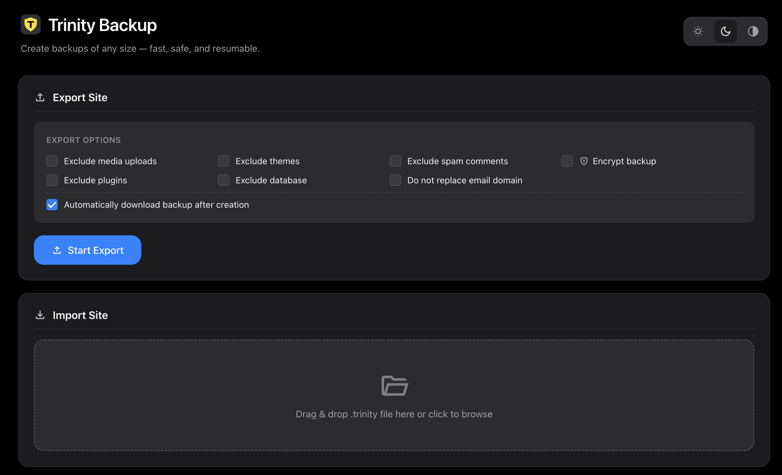 Dark mode — full dark theme support for comfortable use