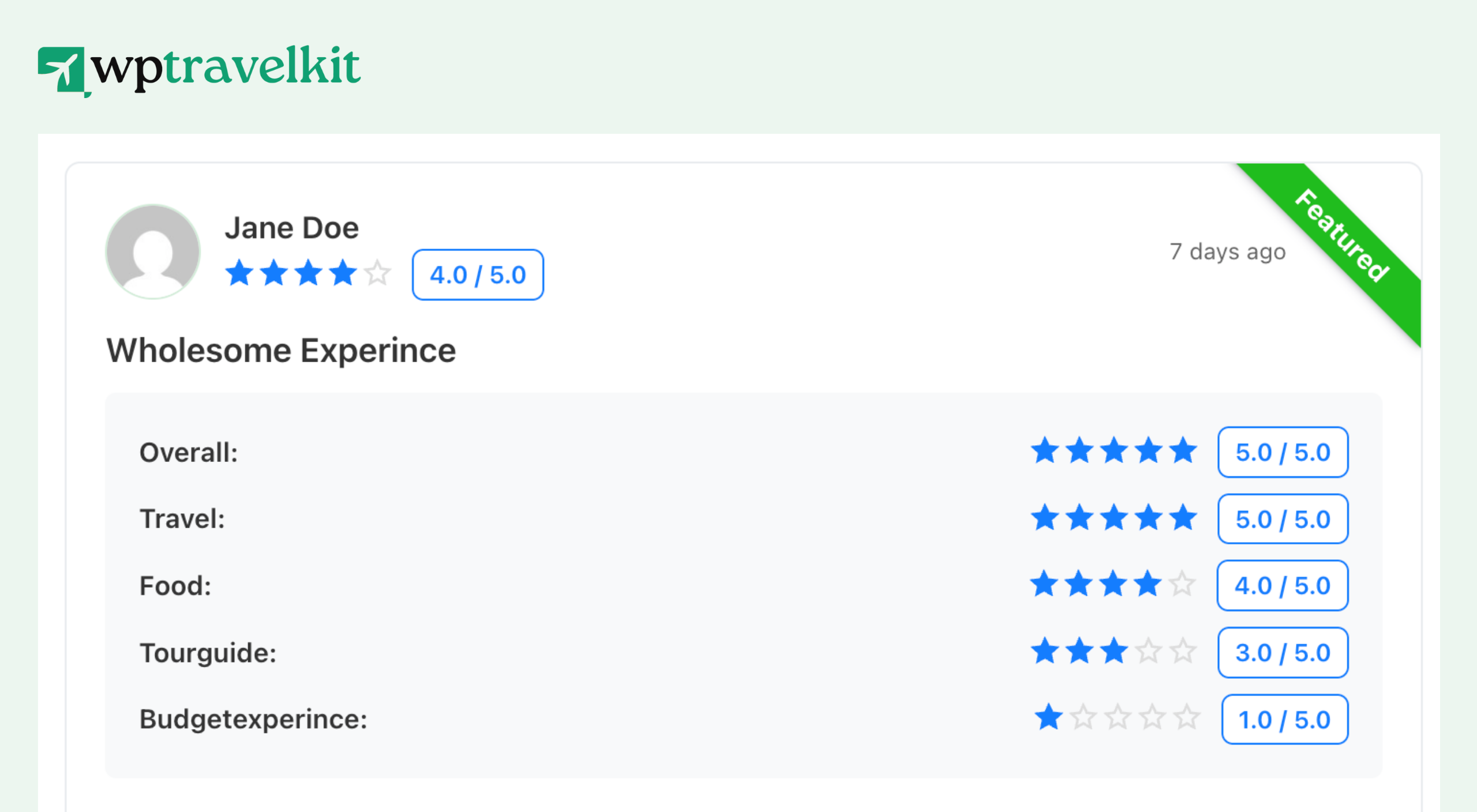 Single Reviews on Trip Page