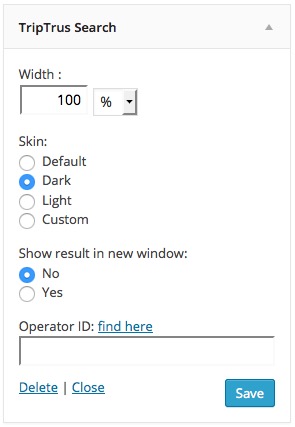 TripTrus Search Widget Customization Form