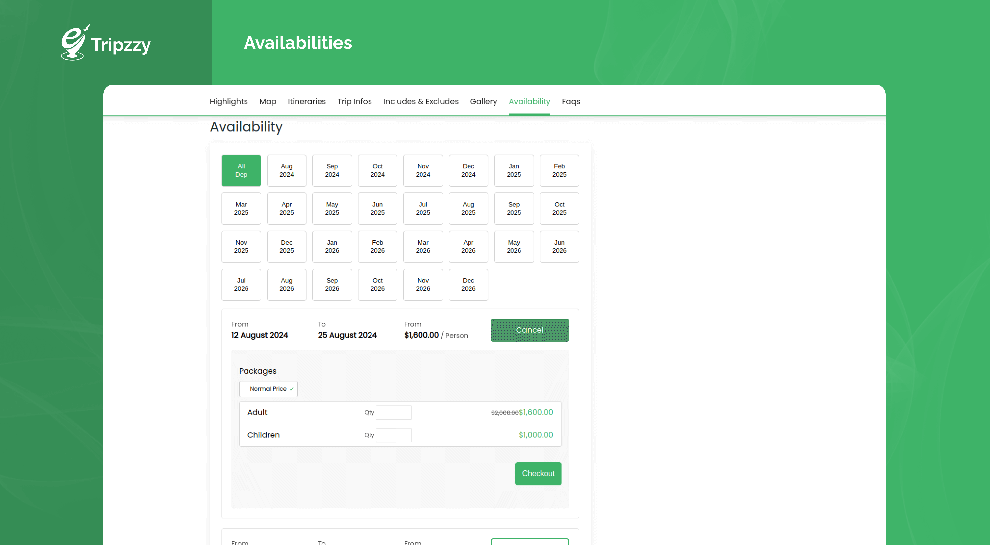 Frontend : Availability