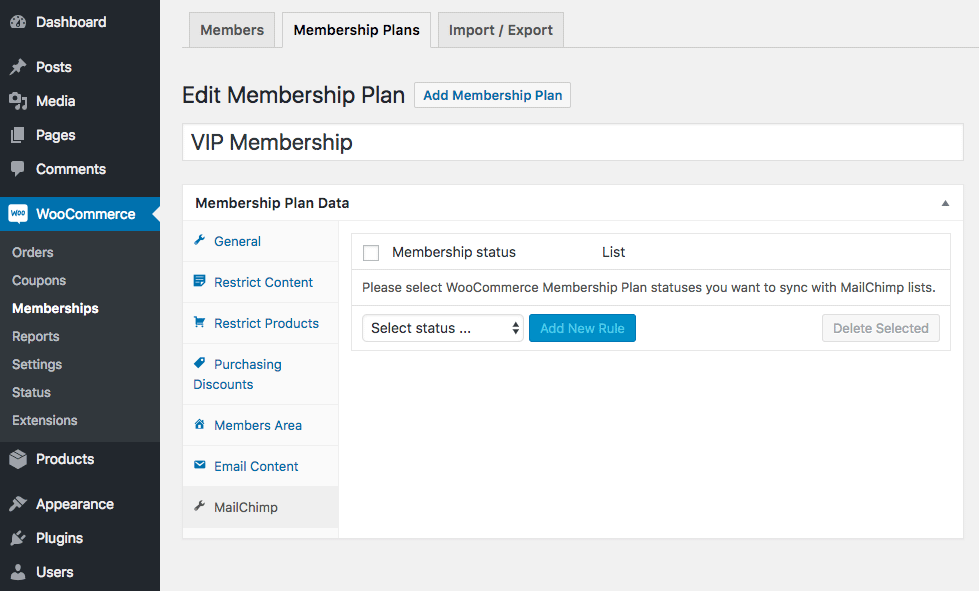 The plugin settings page