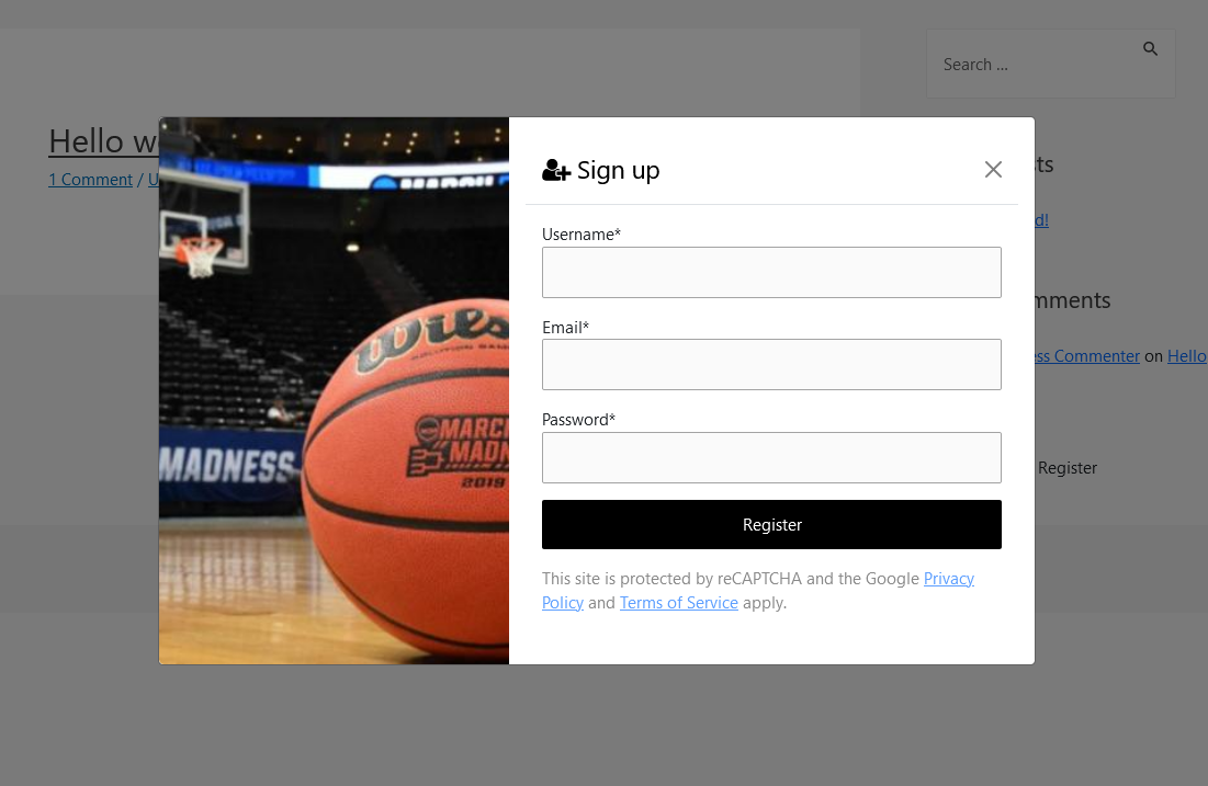 Register form image on left side