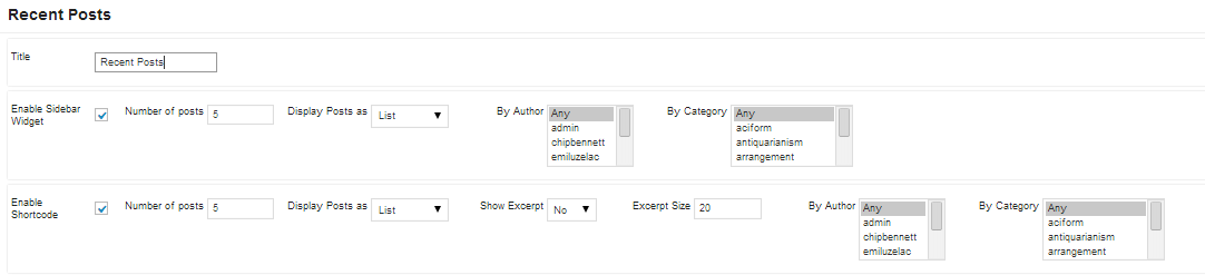 Recent Post Option Section