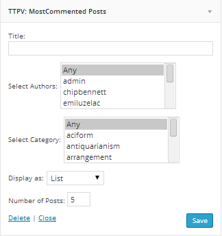 Most commented post widget