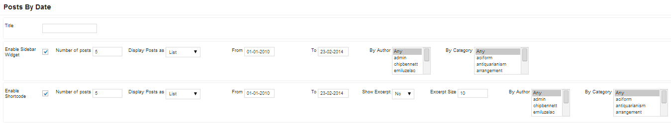 Posts by Date option section