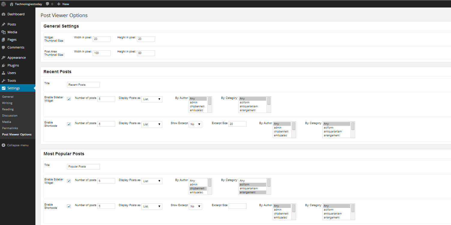 Options Page