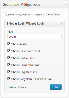Widget settings