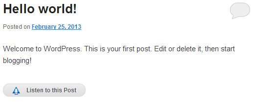 'Listen to this post' button sample