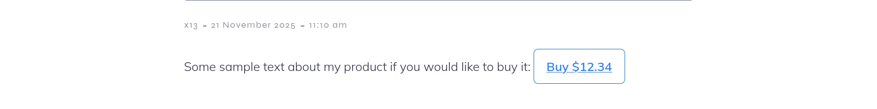How the shortcode button looks after publishing.