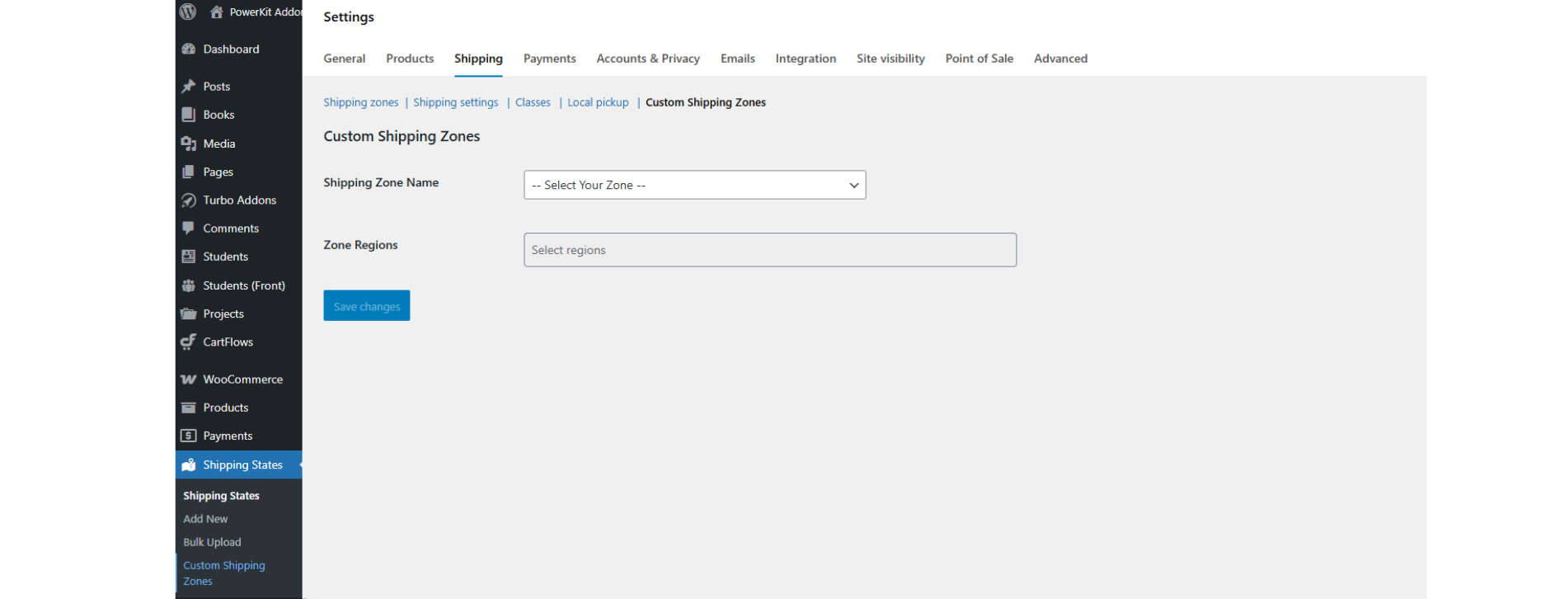 Choose Your Custom Shipping method