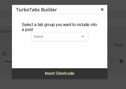 Inserting of tabs group via Shortcode