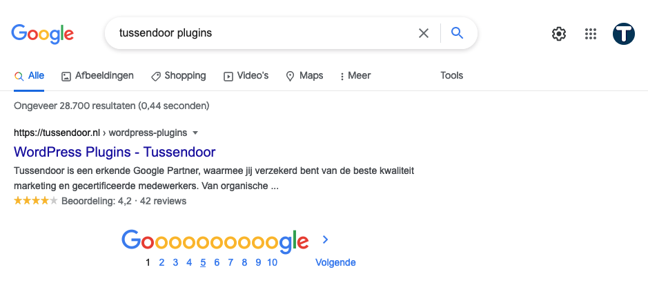 What the rating in your Google search result will look like.