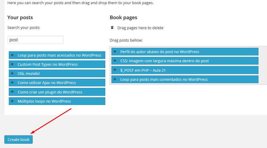 After configuring the book data and organizing your pages, create you e-book.