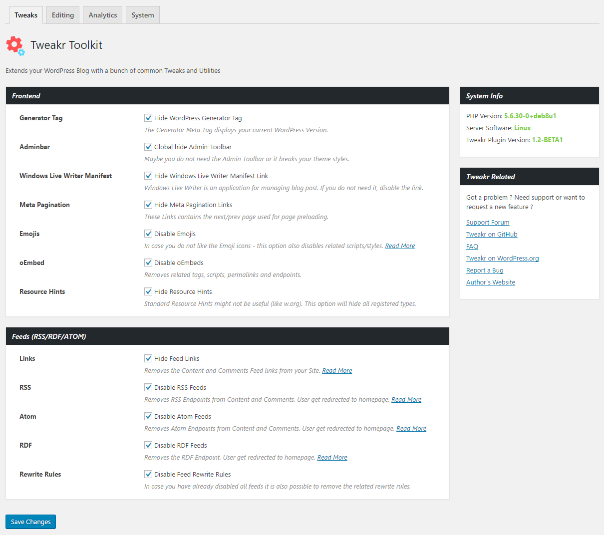 Settings Page Overview