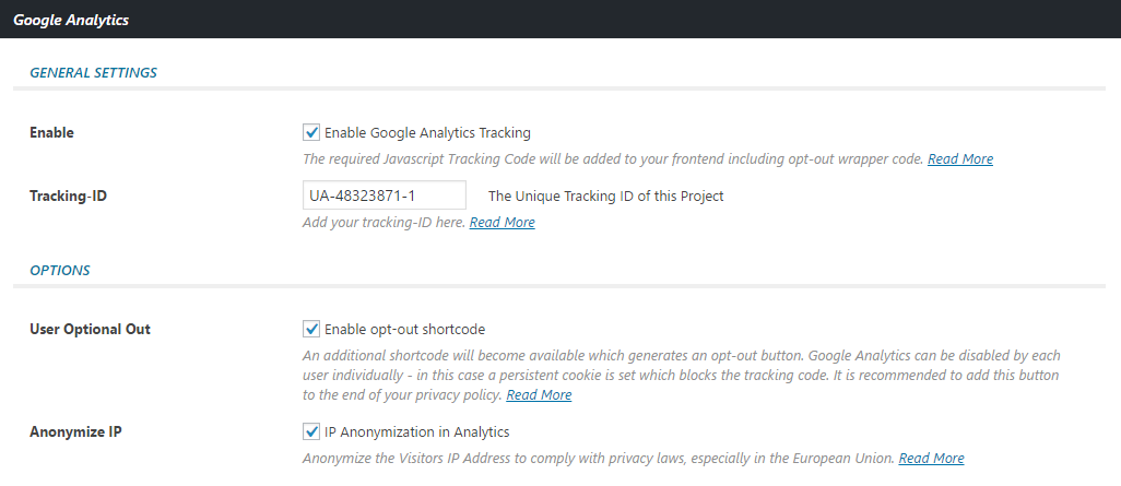 Google Analytics Options