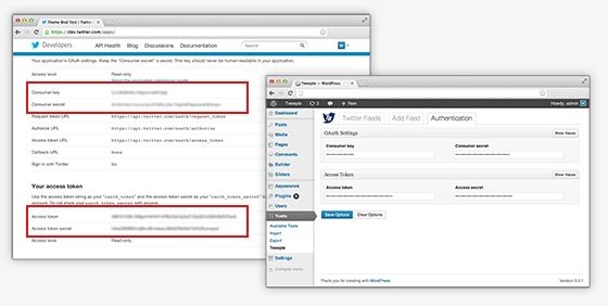 Grab your application credentials from dev.twitter.com and put them in the plugin's Authorization settings.