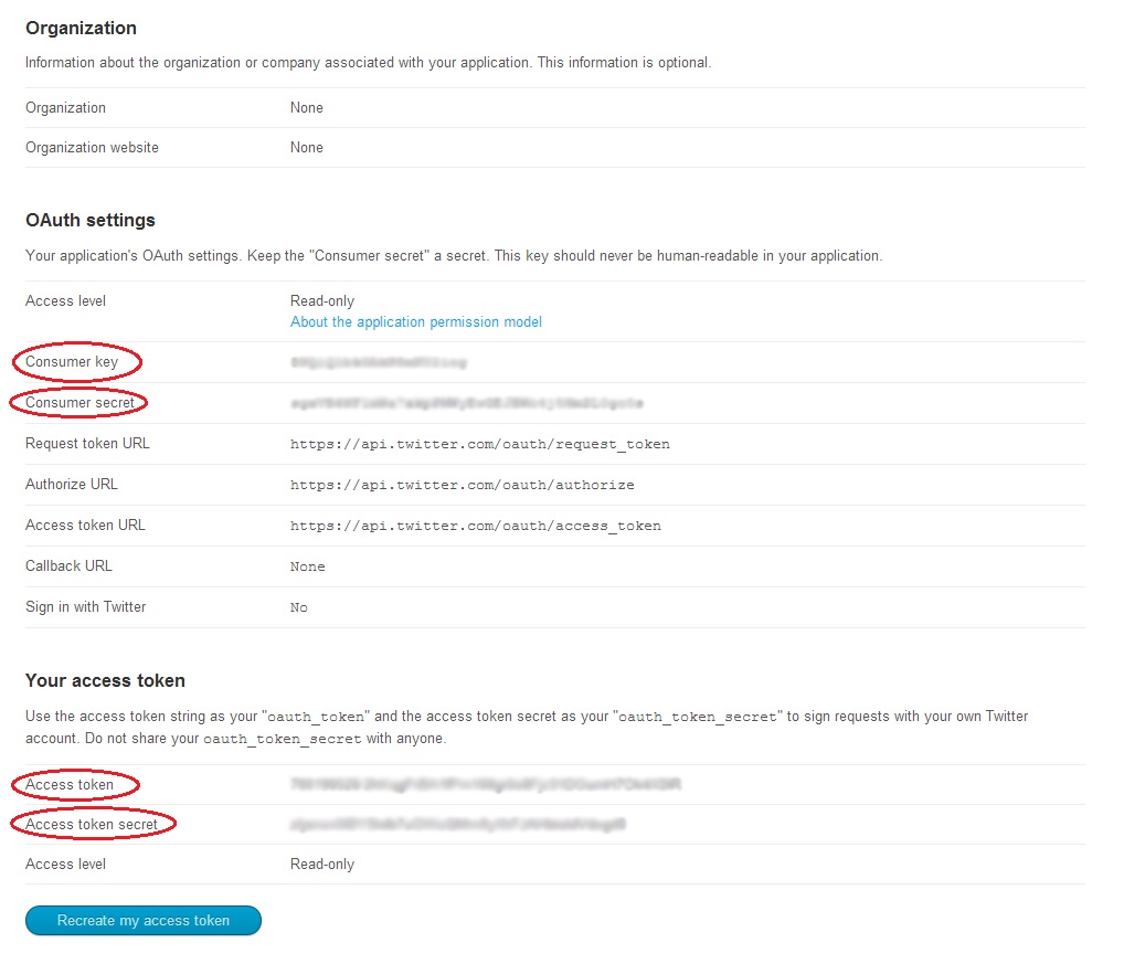 Twitter Devs keys