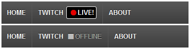The stream status tag when online and offline.