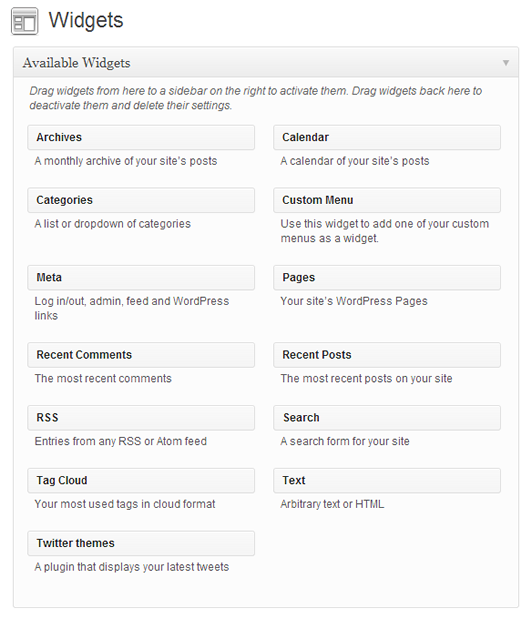 To use the widget, go to Appearance -> Widgets and Add "Twitter Themes" widget.