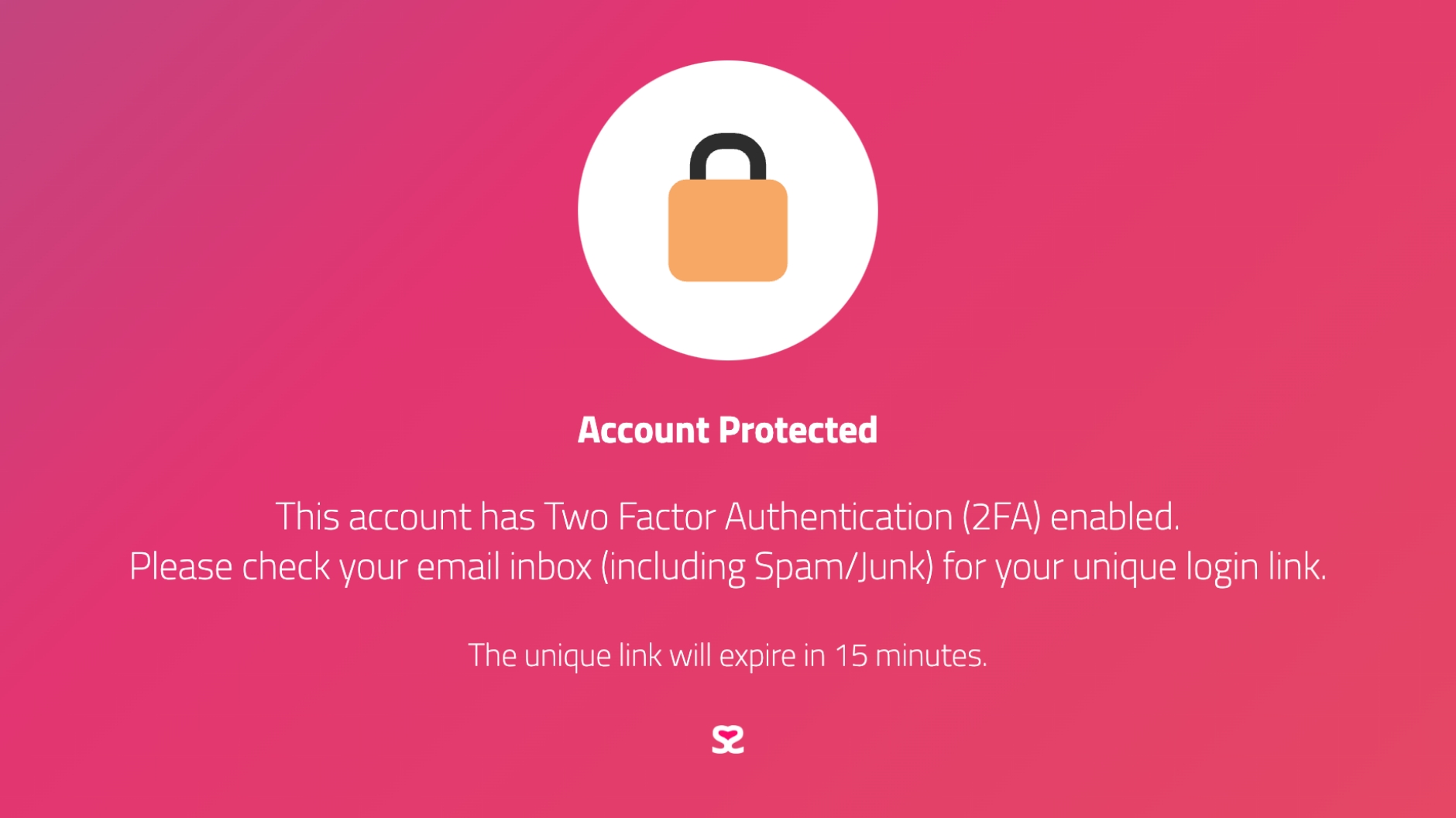 When 2FA is enabled, the user will see this screen after a log-in.