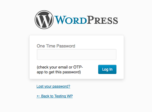 The admin login page when the username and password is entered and an OTP is asked for.