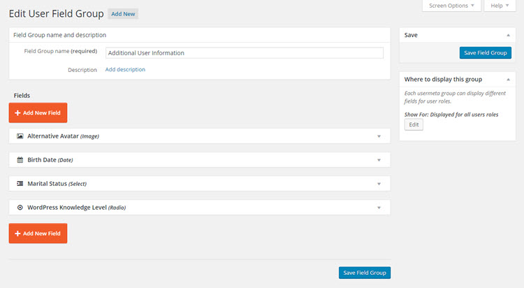 Inserting custom fields to content
