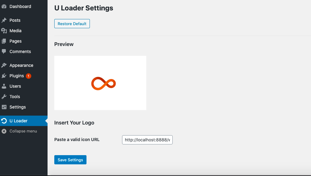 uLoader Settings Customization, just put the URL to have your Loader