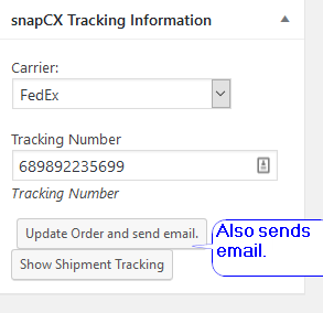 This is how the order tracking information appears in the customers email - remember you control the text that is shown