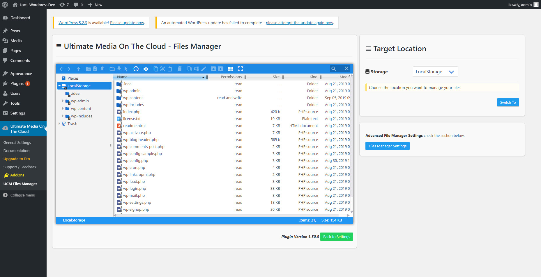Plugin main page
