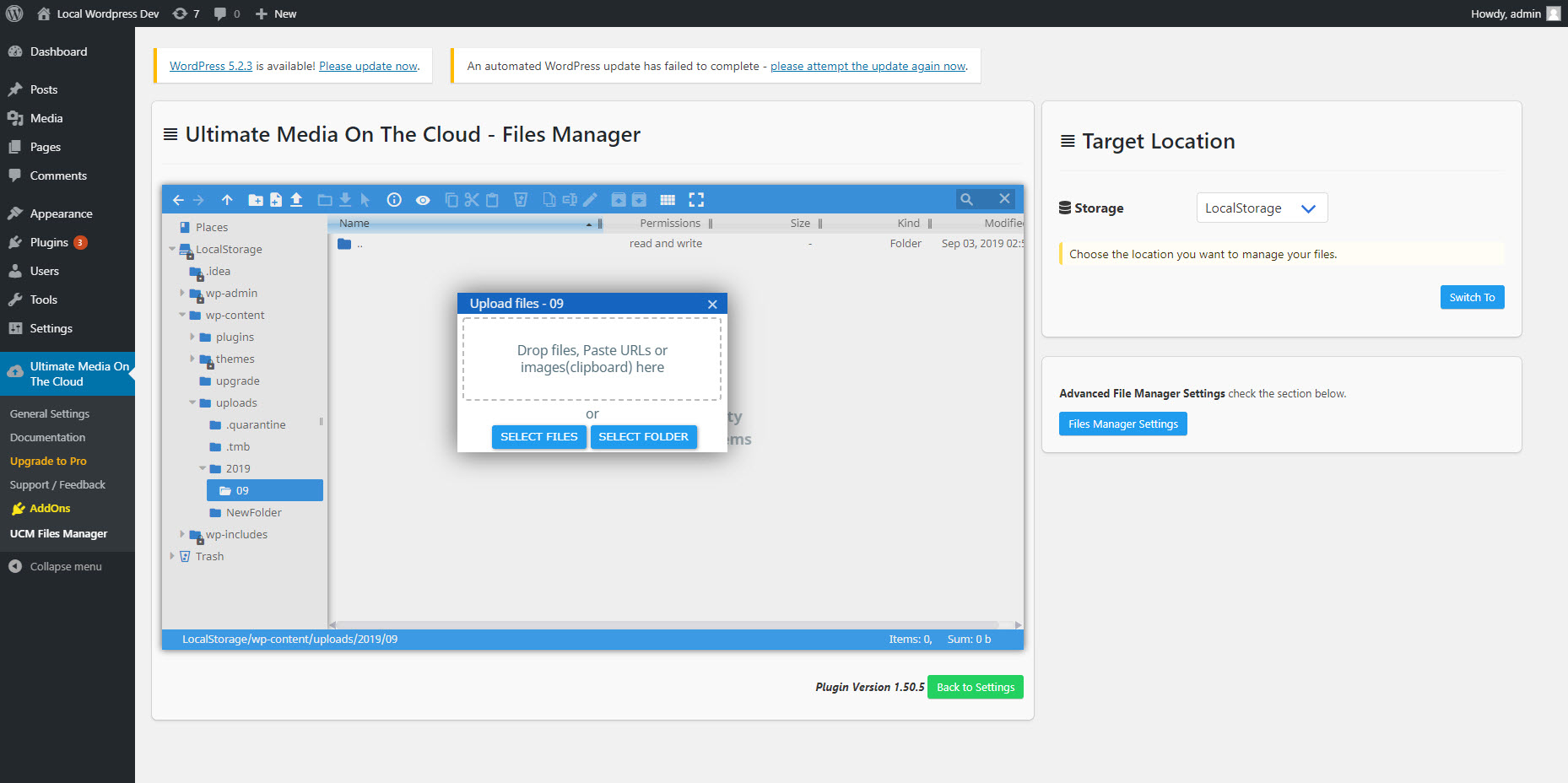 Cloud Storage context menu
