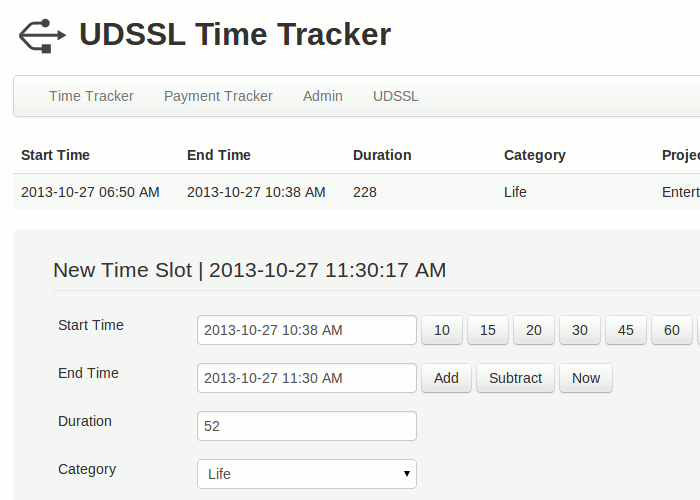 UDSSL Time Tracker Front Interface