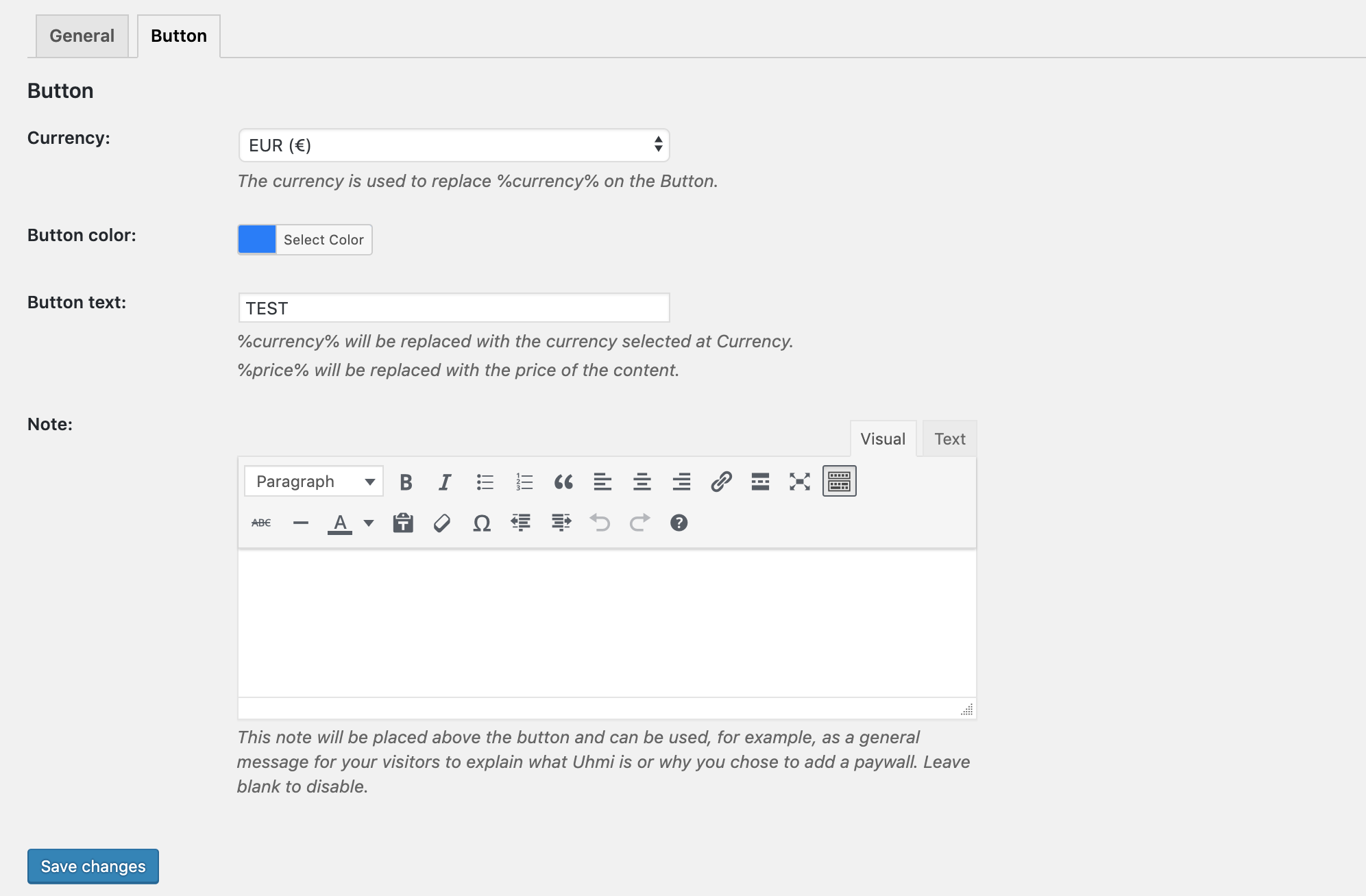 Customize the Uhmi button.