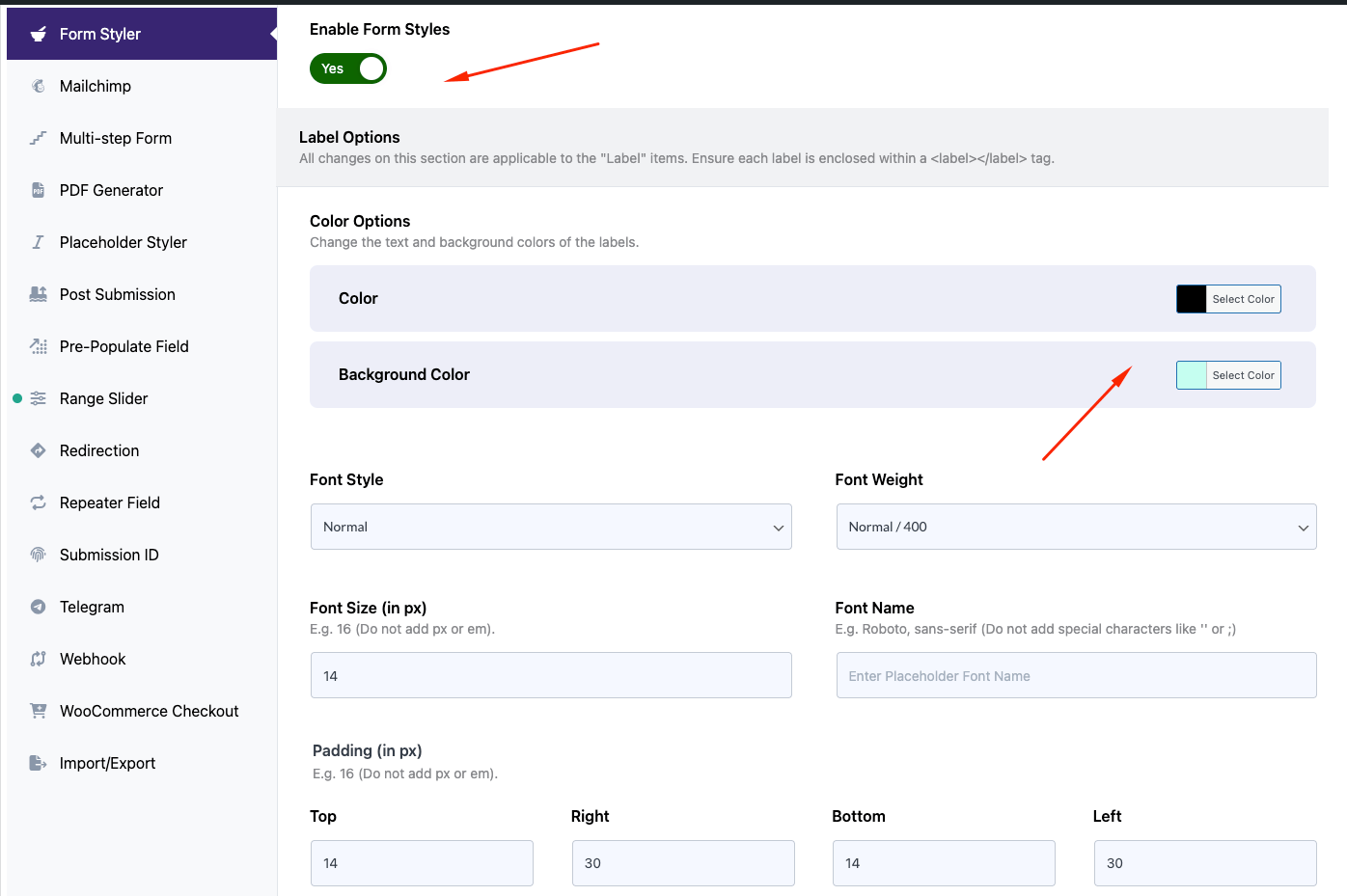 Range Slider (Settings)