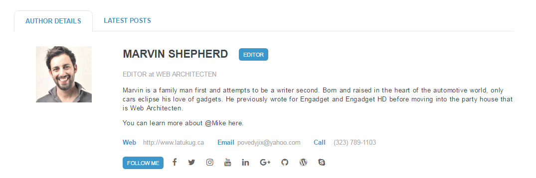 User profile edit page